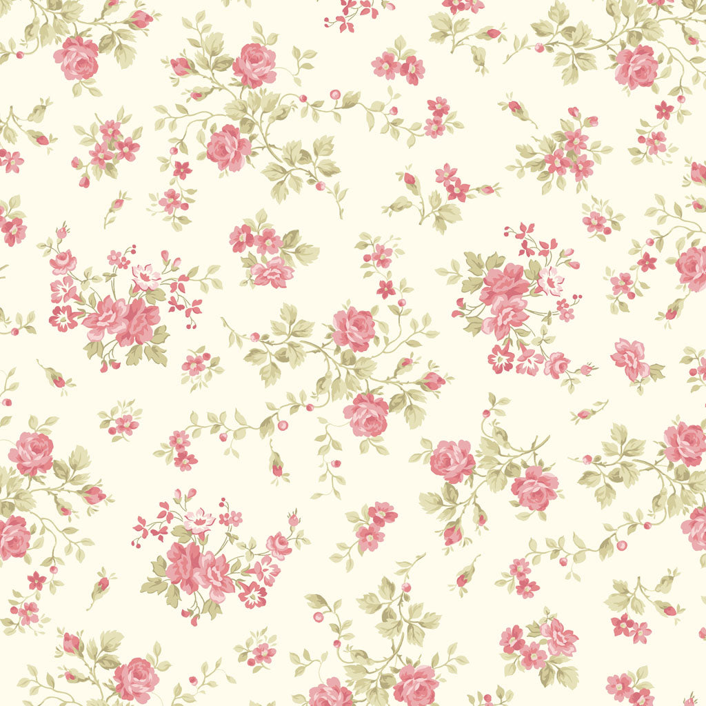 Skinny - SK15856 - 2 yds - CLOTHWORKS - Charlotte - Rose Bunches - Light Cream