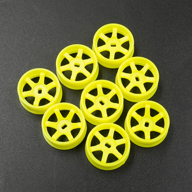 YAWL-0145FYW YEAH RACING Plastic Narrow Rim Set 8.5mm (Offset 0 +1 +2 +3) Florescent Yellow for 1/28 AWD Mini-Z
