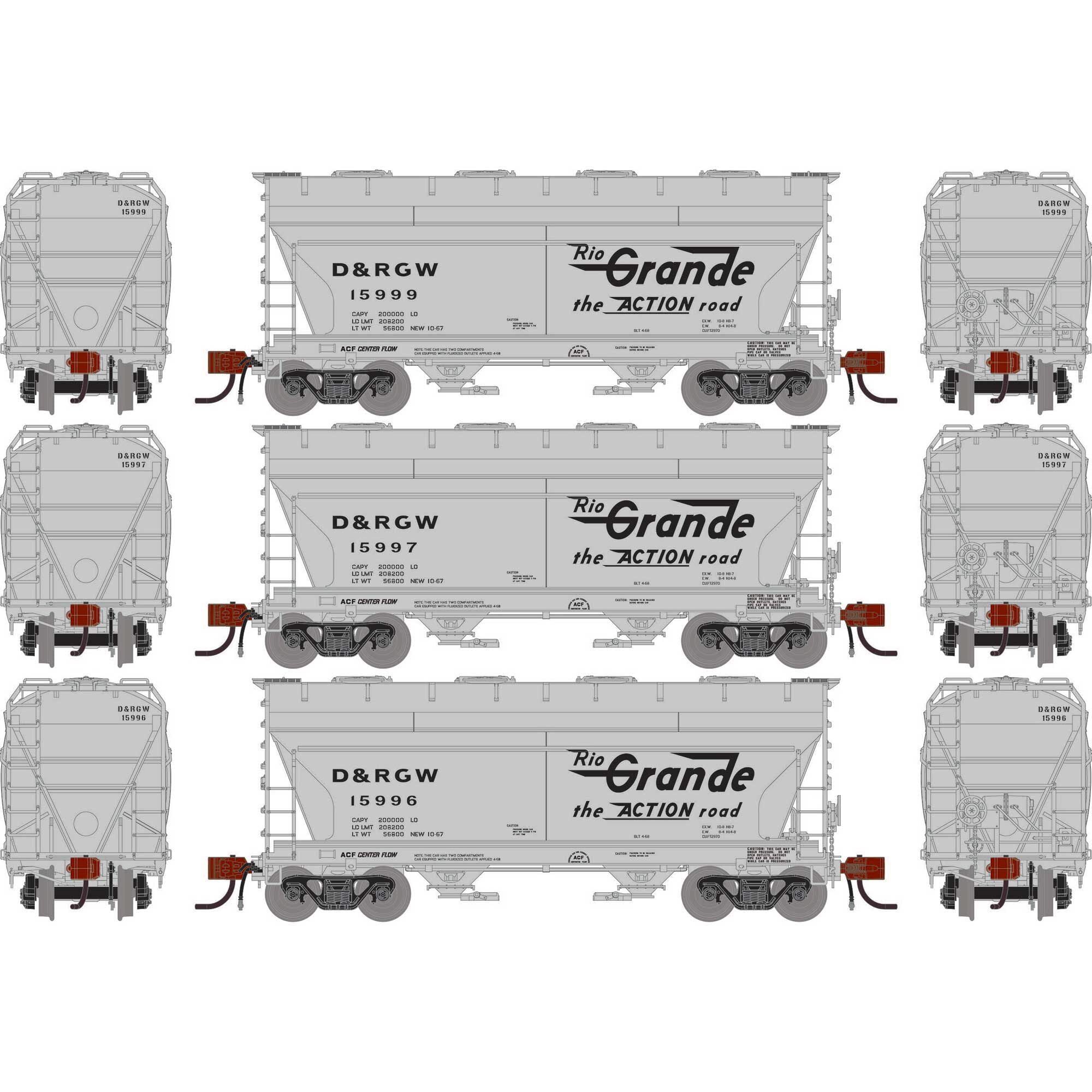 N ACF 2970 Covered Hopper DRGW #15996/15997/15999 (ATHG-1289)