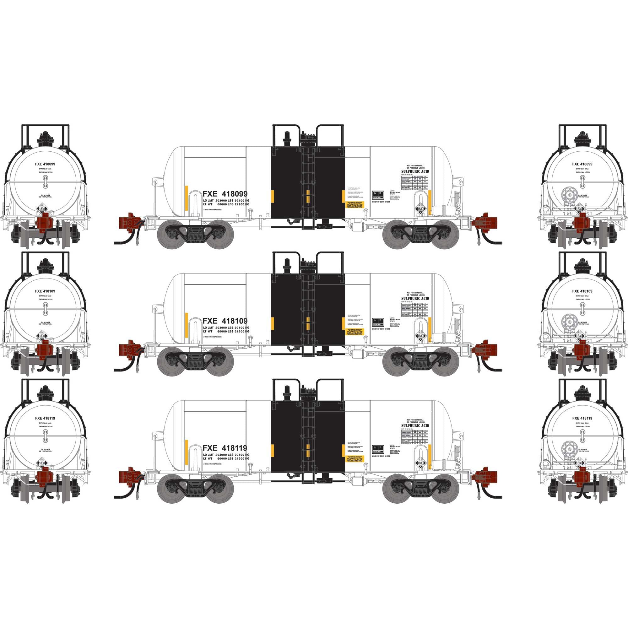 N 13K Gallon Acid Tank Car FXE #418099/418109/418119 (ATHG-1479)