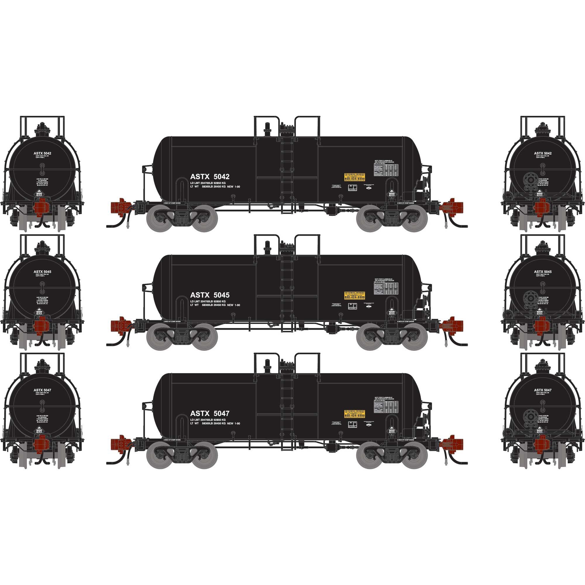 N 13K Gallon Acid Tank Car ASTX #5042/5045/5047 (ATHG-1487)