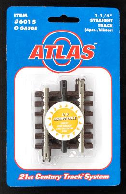 Atlas O 6015 O Scale Nickel Silver Rail 3-Rail -- Straight - 1-1/4" 3.2cm pkg(4)