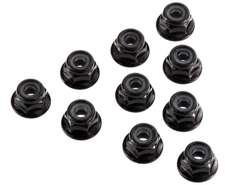 Axial AX31250 Serrated Nylon Lock Nut Black 4mm RR10 Bomber SMT10 Yeti (10) (AX31250)