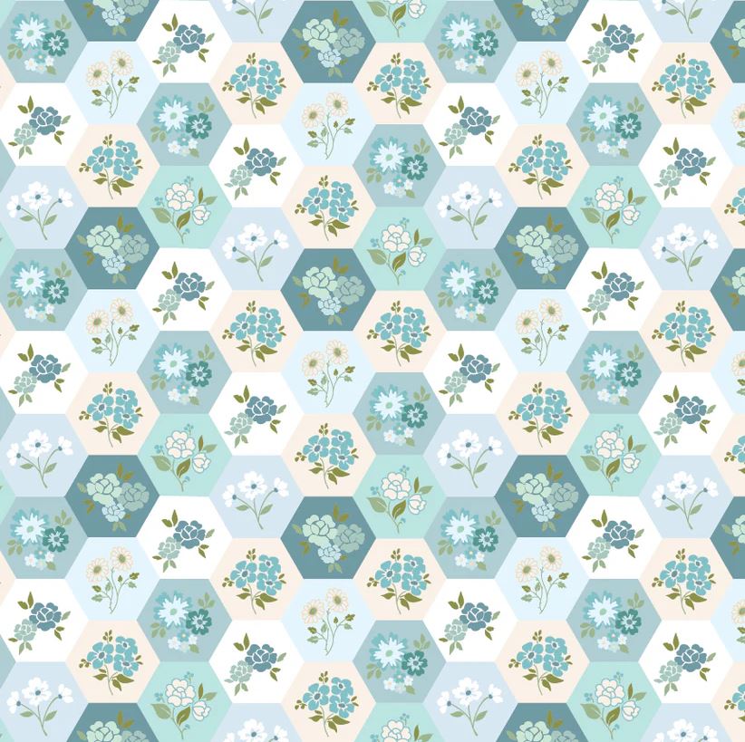 POPPIE COTTON - Rosy Cheeks by Lori Woods - Good Day - Blue