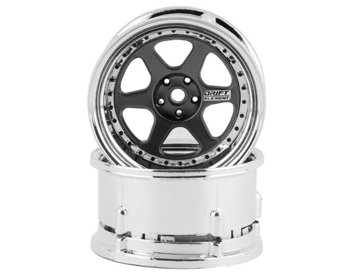 DS Racing Drift Element 6 Spoke Drift Wheels Gunmetal w/Black Rivets