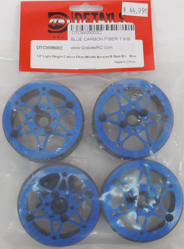 DTCW05002C HOBBY DETAILS 1.9" Light Weight Carbon Fibre Wheels 4pcs/set B Style - Blue