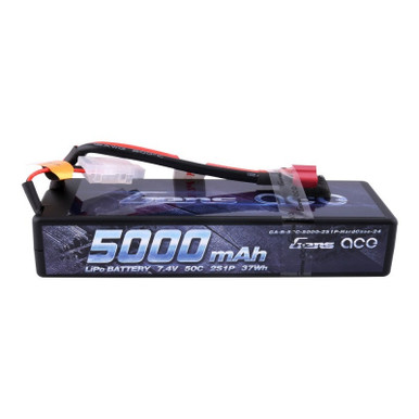GA50C50002SDHC24 Gens ace 5000mAh 7.4V 50C 2S1P HardCase Lipo Battery Pack 24# with Deans Plug
