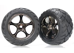 Traxxas 2478A Tires & wheels, assembled ( Tracer 2.2' black chrome wheels, Anaconda 2.2' tires with foam inserts) (2) ( Bandit rear)