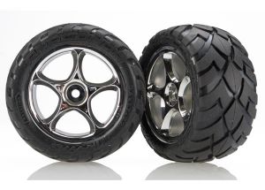 Traxxas 2478R Tires & wheels, assembled (Tracer 2.2" chrome wheels, AnacondaÂ 2.2" tires with foam inserts) (2) (Bandit rear)
