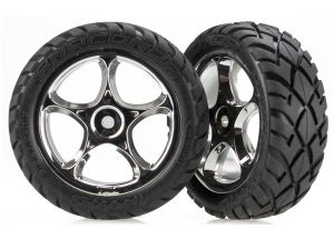 Traxxas 2479R Tires & wheels, assembled (Tracer 2.2" chrome wheels, AnacondaÂ 2.2" tires with foam inserts) (2) (Bandit front)