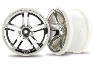 Traxxas 3774 Wheels, Jato Twin-Spoke 2.8" (chrome) (electric rear) (2)
