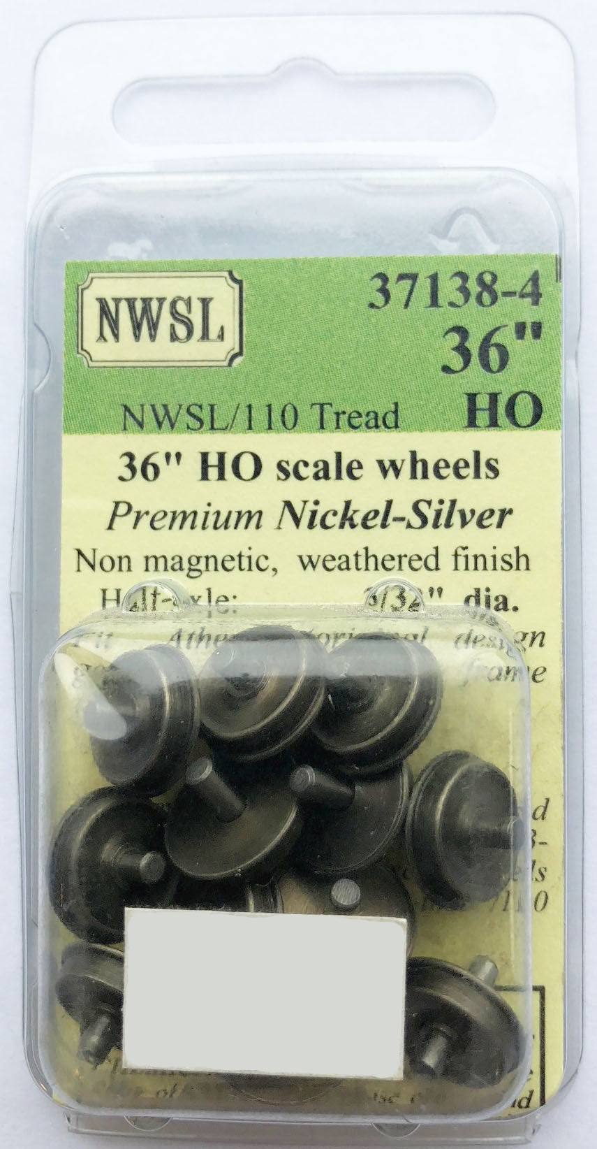 NWSL 371384 HO Scale Half-Axle Nickel-Silver Wheels