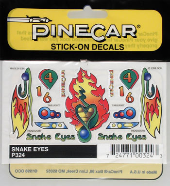 PIN324 PineCar Snake Eyes Stick-on Decal