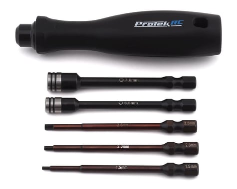 ProTek RC "TruTorque" 5-Piece 1/4" Drive Hex & Nut Driver Set (1.5, 2.0, 2.5mm Hex & 5.5, 7mm Nut Driver), PTK-8462