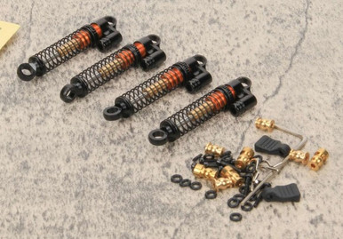 RCAWDSCX2511BLK RCAWD Double long stroke full alloy front/rear damper shock absorber for Axial SCX24 crawlers (4) - Black