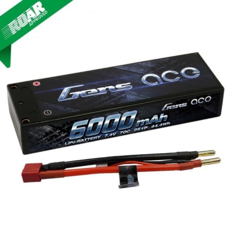 Redcat GA-600070C Gens Ace 2S1P 7.4V 6000mAh 70C LiPo Battery(Hard Case)(4mmBullet)(1pc) for BLACKOUT SC PRO (GA-600070C)