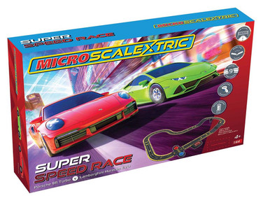 Scalextric G1178M Micro Super Speed Race Set Lamborghini vs Porsche -Battery Powered Set