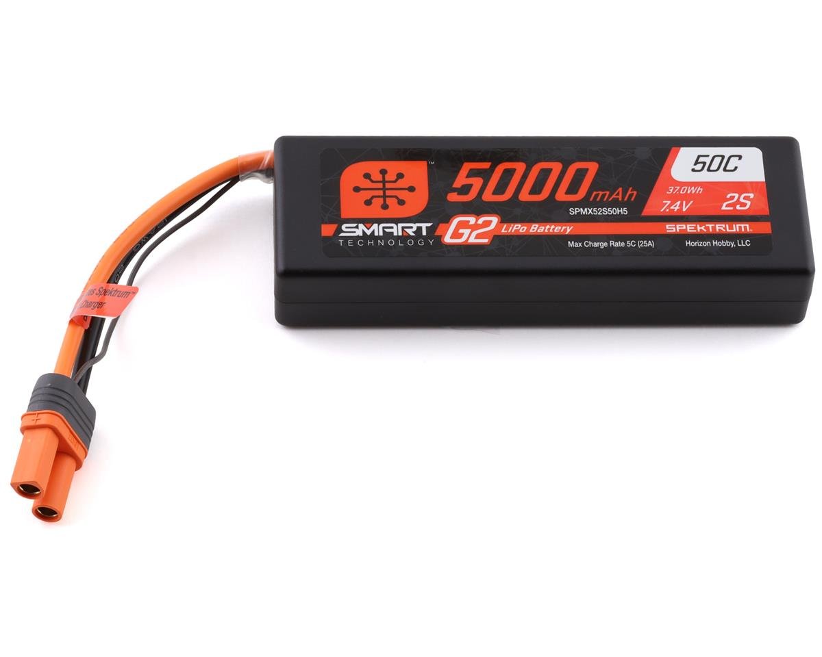 Spektrum RC 2S Smart LiPo 50C Hard Case Battery Pack (7.4V/5000mAh) w/IC5 Connector, SPMX52S50H5