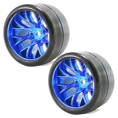 SRC1003BC Sweep Racing SRC Monster Truck VHT Crusher Belted Tires w/ WHD Blue Wheels (2)