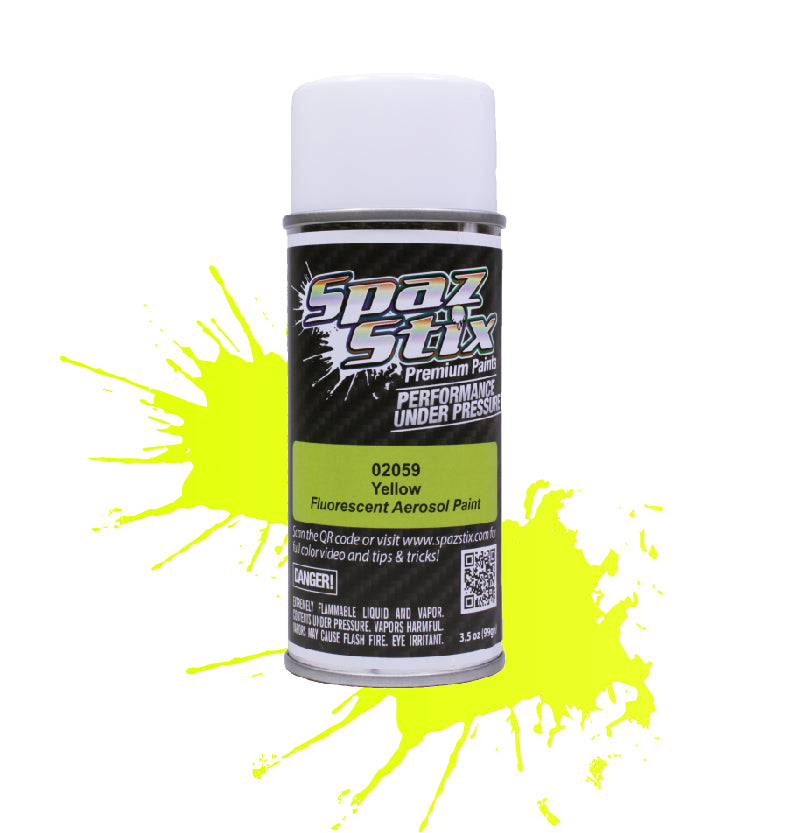 Spaz Stix SZX02059 Yellow Fluorescent Aerosol Paint, 3.5oz Can