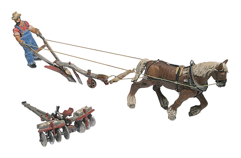 Woodland Scenics D210 HO Scale Scenic Details - Plow / Disc / Horse / Man