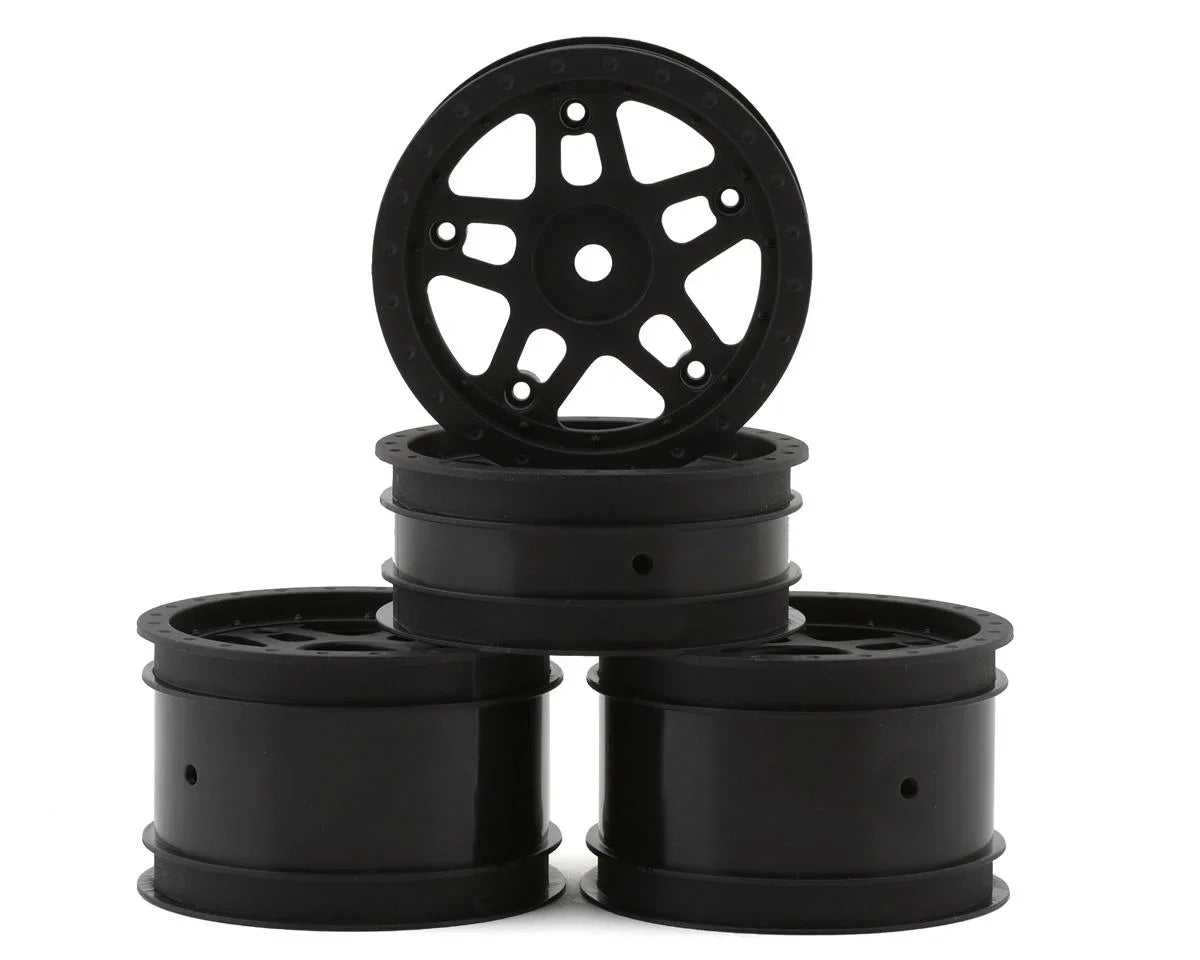 Whitz Racing Products 1/10 Whiplash 2.2" Sprint Car Dirt Oval Wheels Set (Black) (Front/Rear), WRP-WL-SET